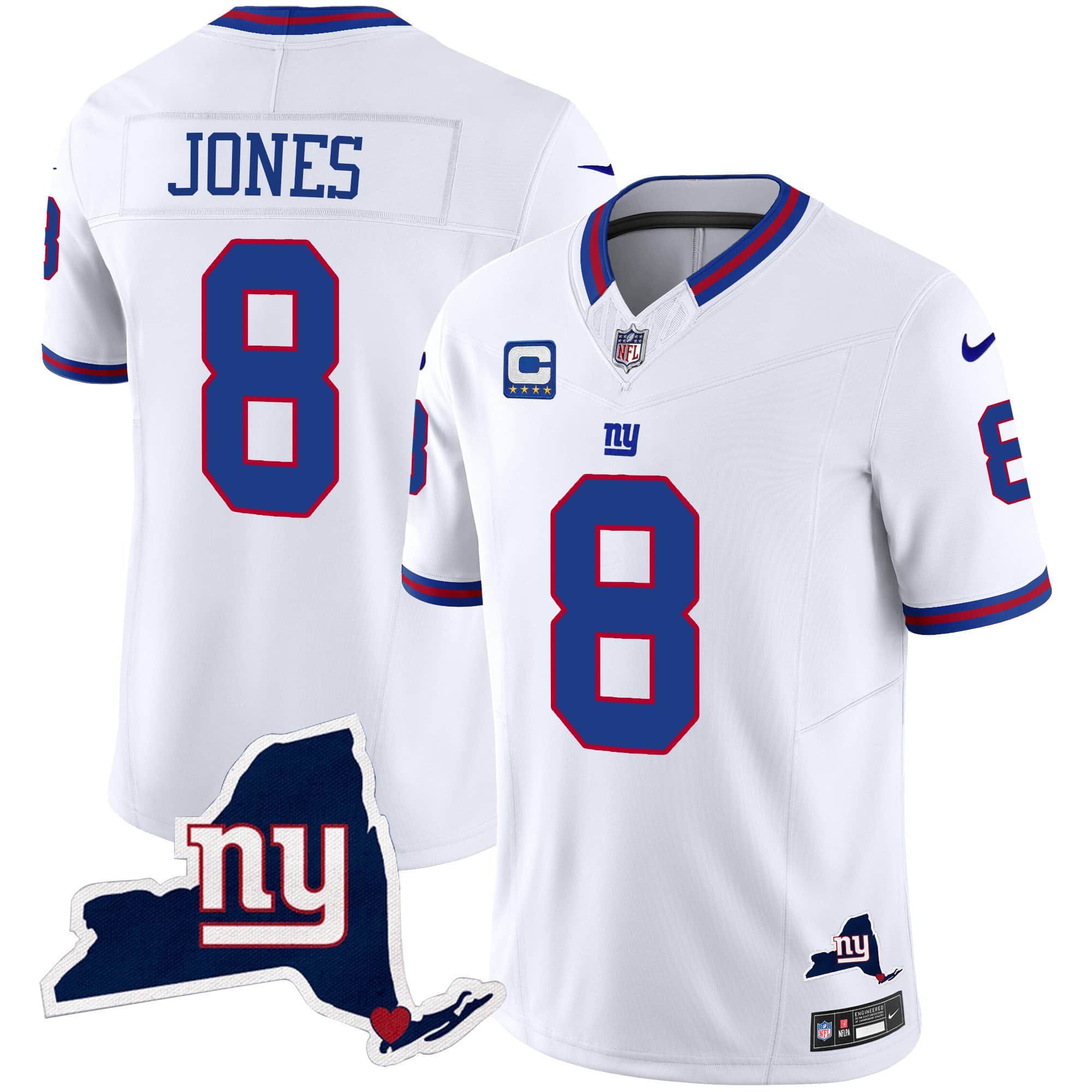 Men New York Giants #8 Jones White 2024 Nike Map Patch Limited NFL Jersey->indianapolis colts->NFL Jersey